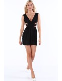 Dress with elastic bands on the sides, black ZZ304 - Online store - Boutique